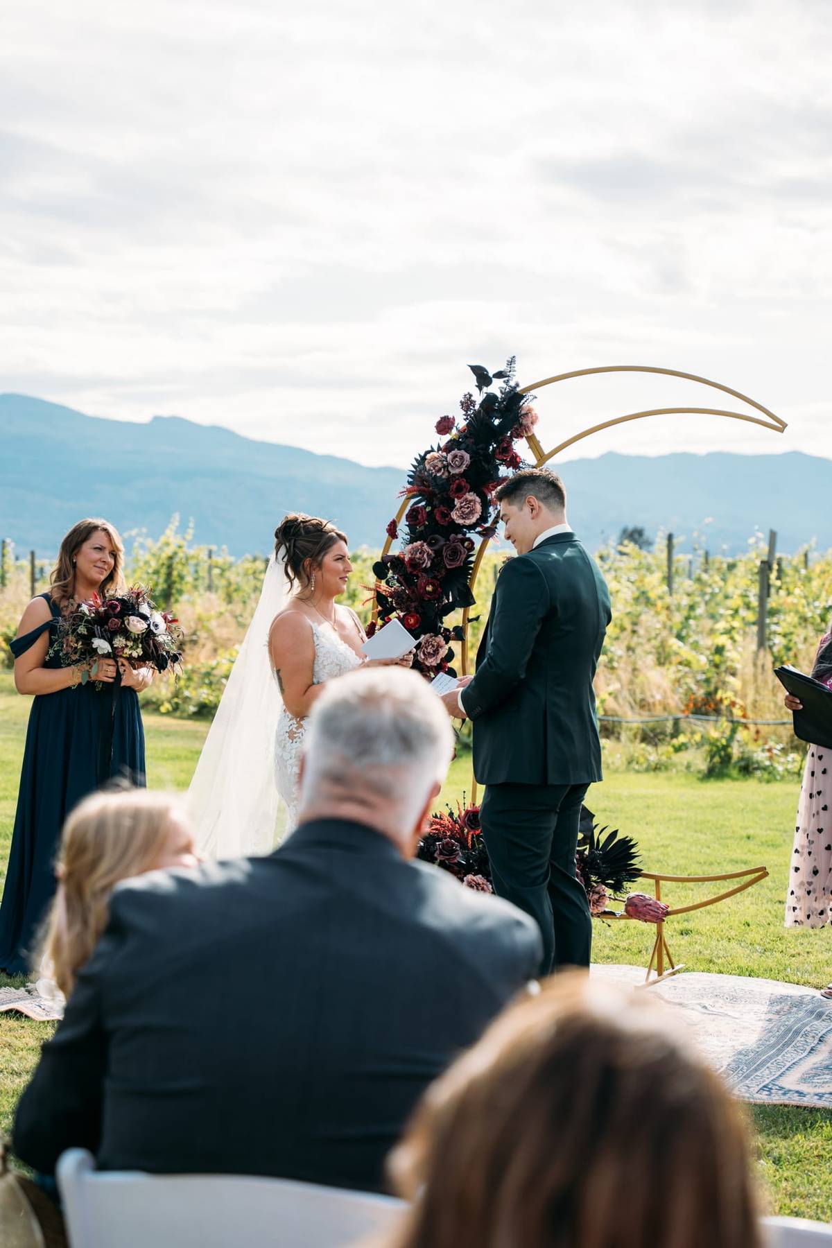 Wedding couple in open outdoor light