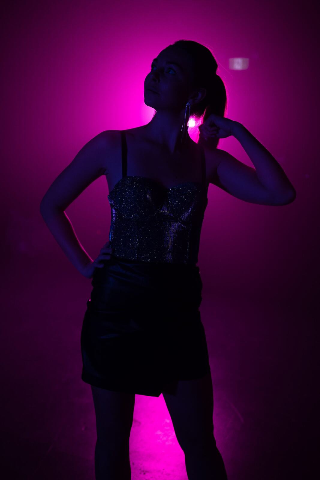 Angela in Colour portraits story frame 40: Angela in a colourful studio portrait set with clean expression, styled wardrobe, controlled light and a polished creative-portrait feel.