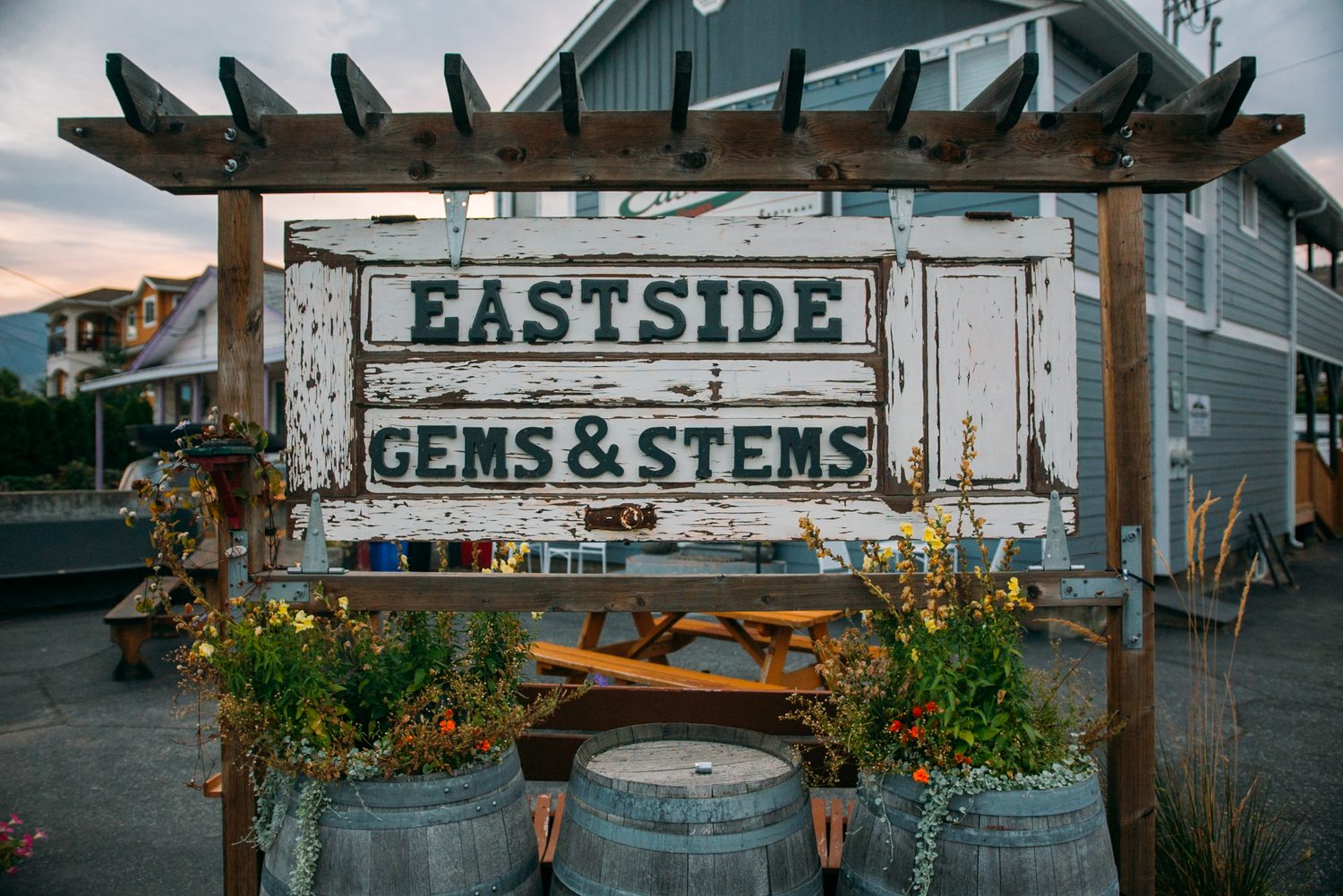 Bailley of Gems & Stems corporate story frame 16: Brand photography for Bailley of Gems & Stems in Oliver, BC, with flowers, owner portraits, Eastside signage, shop details and warm maker-led business imagery..