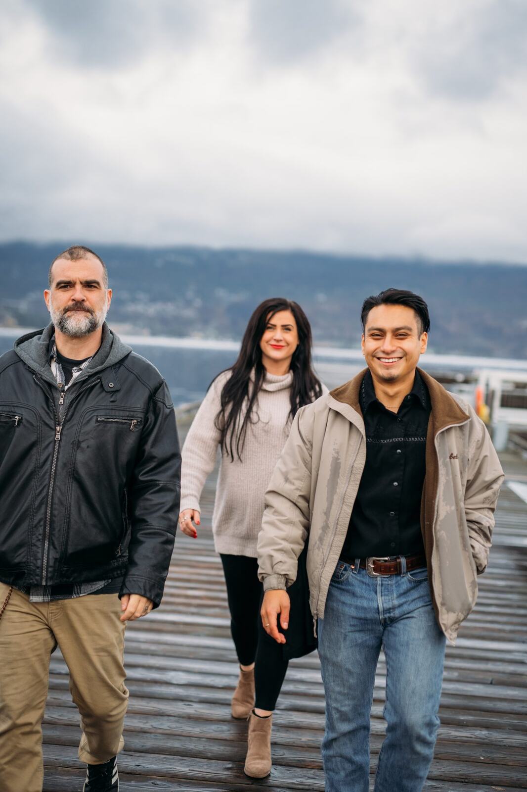 BrainTrust Canada Waterfront corporate story frame 23: Waterfront team and brand portraits for BrainTrust Canada in Kelowna, built around group photos, walking images and approachable nonprofit profile photography..
