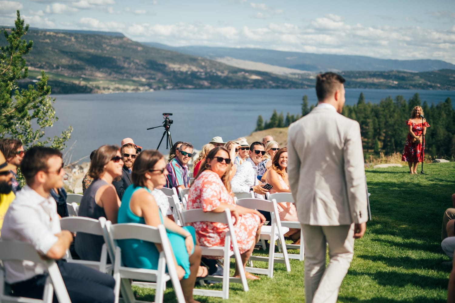 Brooke and Dave weddings story frame 16: A Fintry wedding at LaCasa Lakeside Resort, with a heart-opening ceremony, Okanagan Lake context and a danced-out ceremony exit..