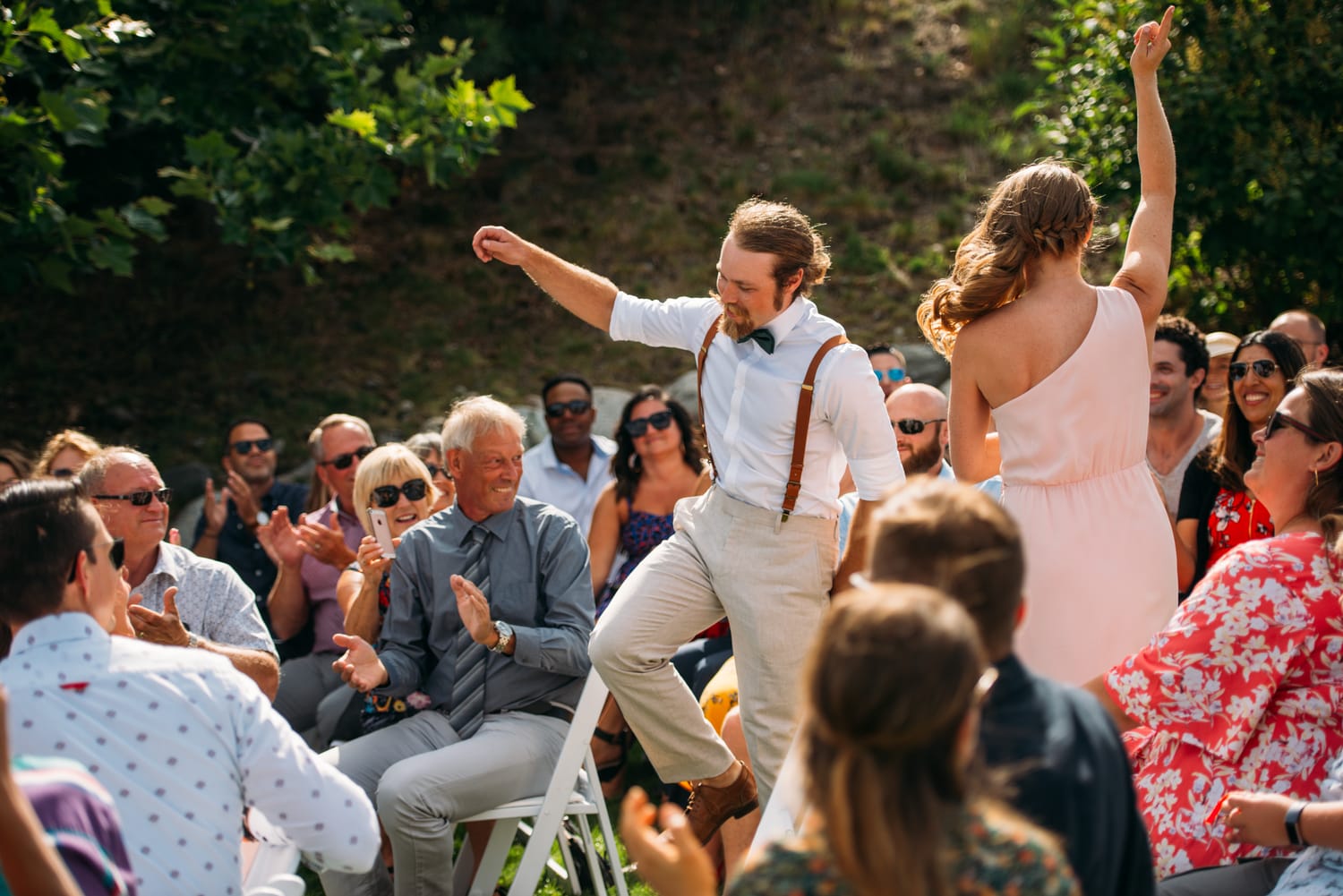 Brooke and Dave weddings story frame 17: A Fintry wedding at LaCasa Lakeside Resort, with a heart-opening ceremony, Okanagan Lake context and a danced-out ceremony exit..