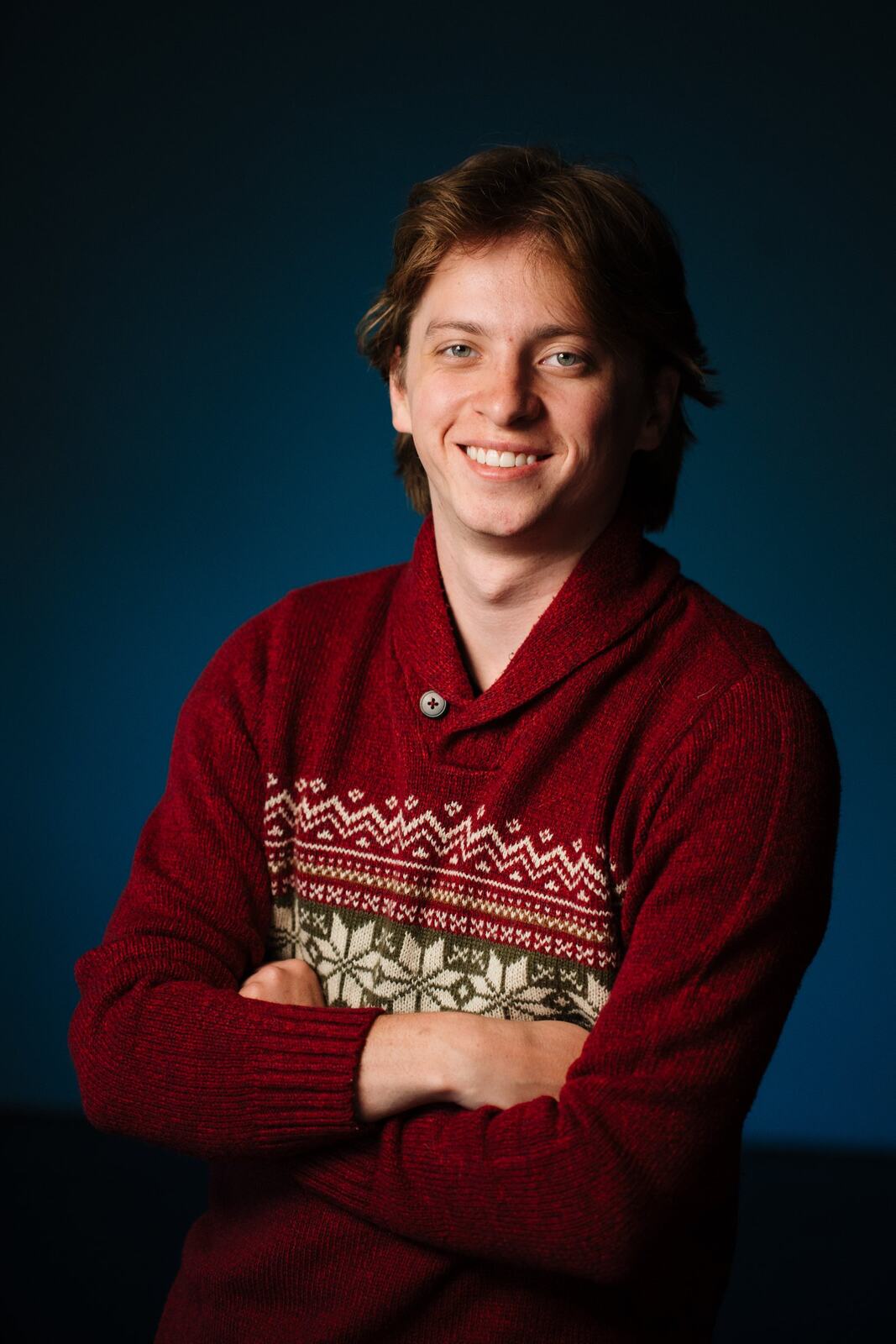 CATO Redux actor headshot on blue, photograph 3