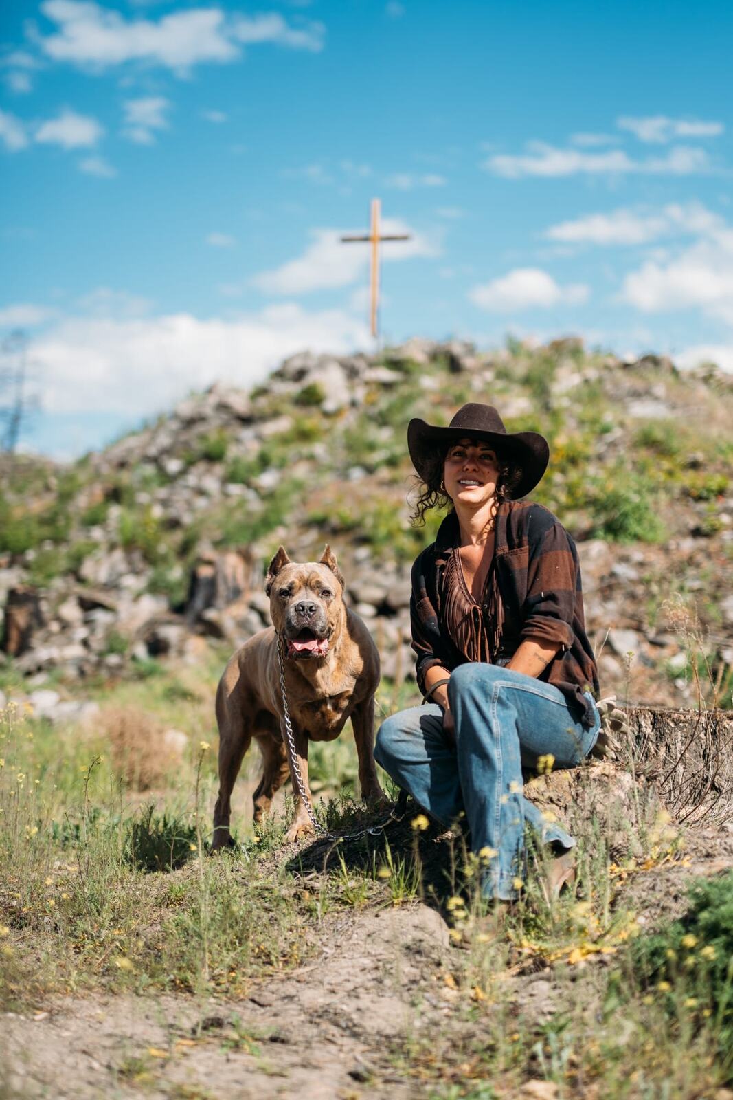 Giuliana at LoveReins portraits story frame 20: Equestrian portrait session at Love Reins Ranch in Lake Country, BC, with Giuliana, horses, white-dress portraits, Western cowgirl styling, ranch fencing, riding frames and warm Okanagan light..