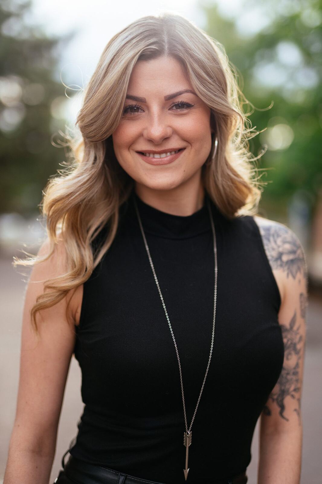 Guisachan Esthetics Salon corporate story frame 2: Brand portraits for Guisachan Esthetics Salon in Kelowna, with team photos, individual staff portraits, salon beauty styling and polished profile images for a local esthetics business..