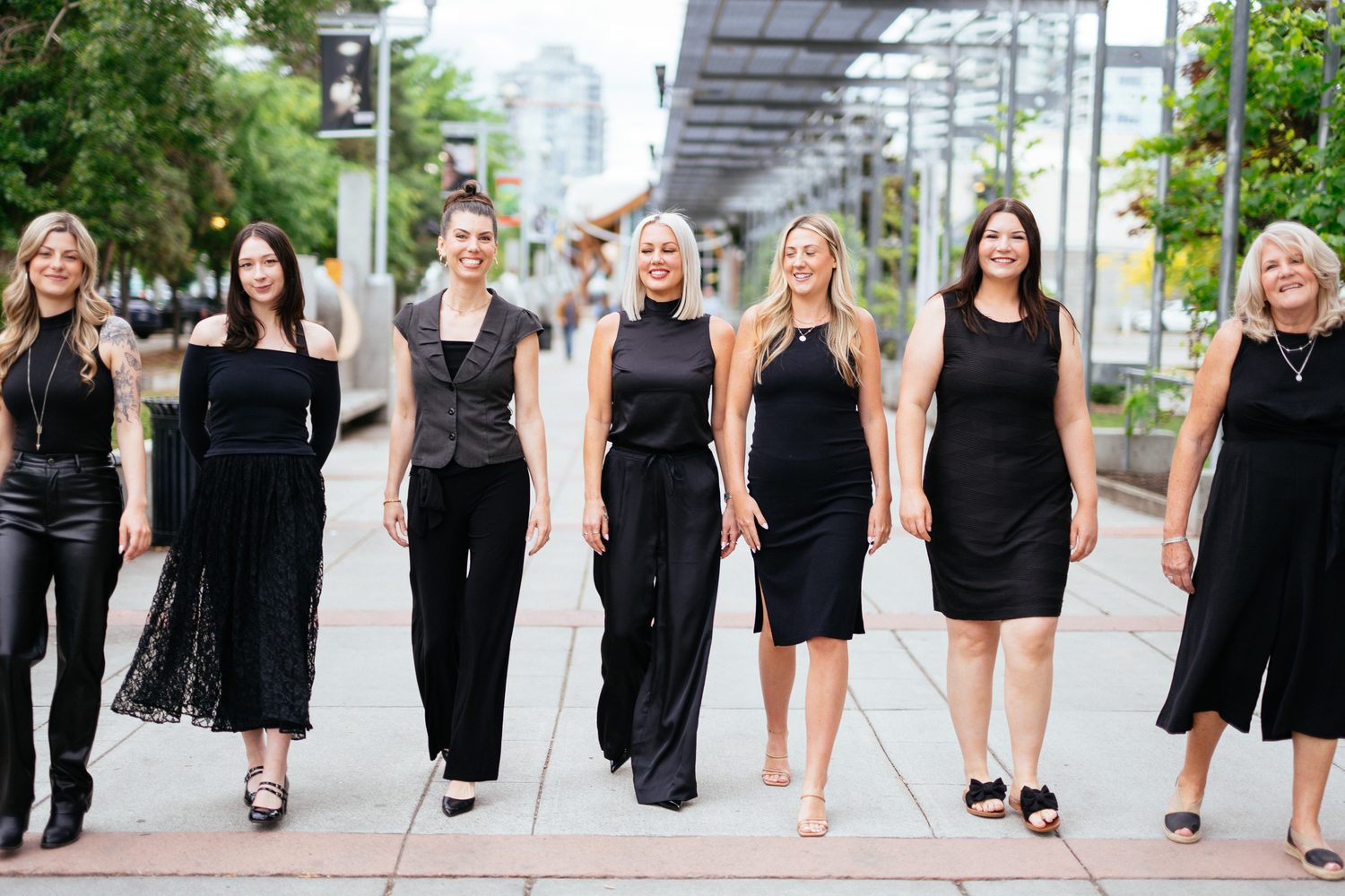 Guisachan Esthetics Salon corporate story frame 18: Brand portraits for Guisachan Esthetics Salon in Kelowna, with team photos, individual staff portraits, salon beauty styling and polished profile images for a local esthetics business..