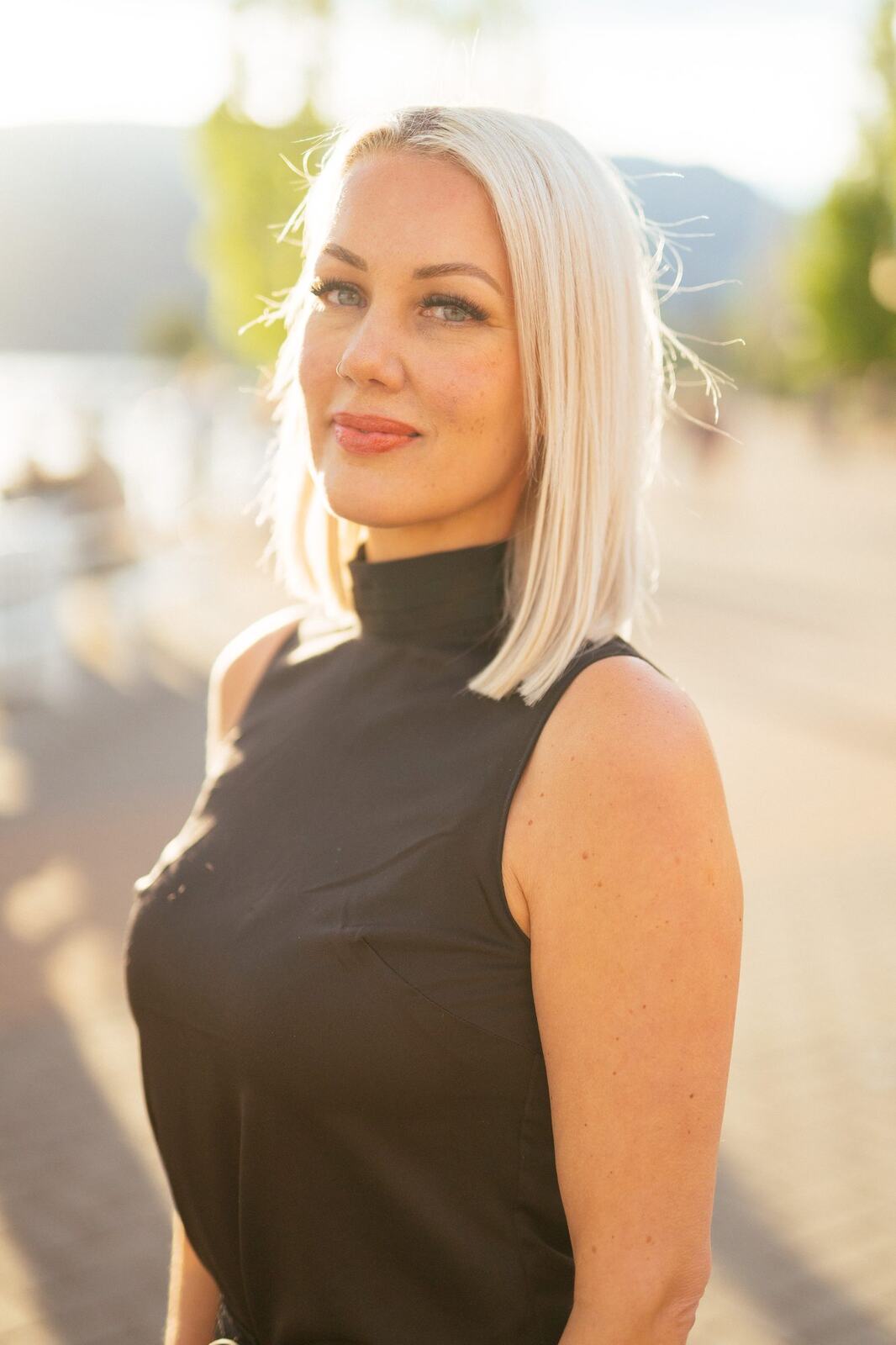 Guisachan Esthetics Salon corporate story frame 33: Brand portraits for Guisachan Esthetics Salon in Kelowna, with team photos, individual staff portraits, salon beauty styling and polished profile images for a local esthetics business..