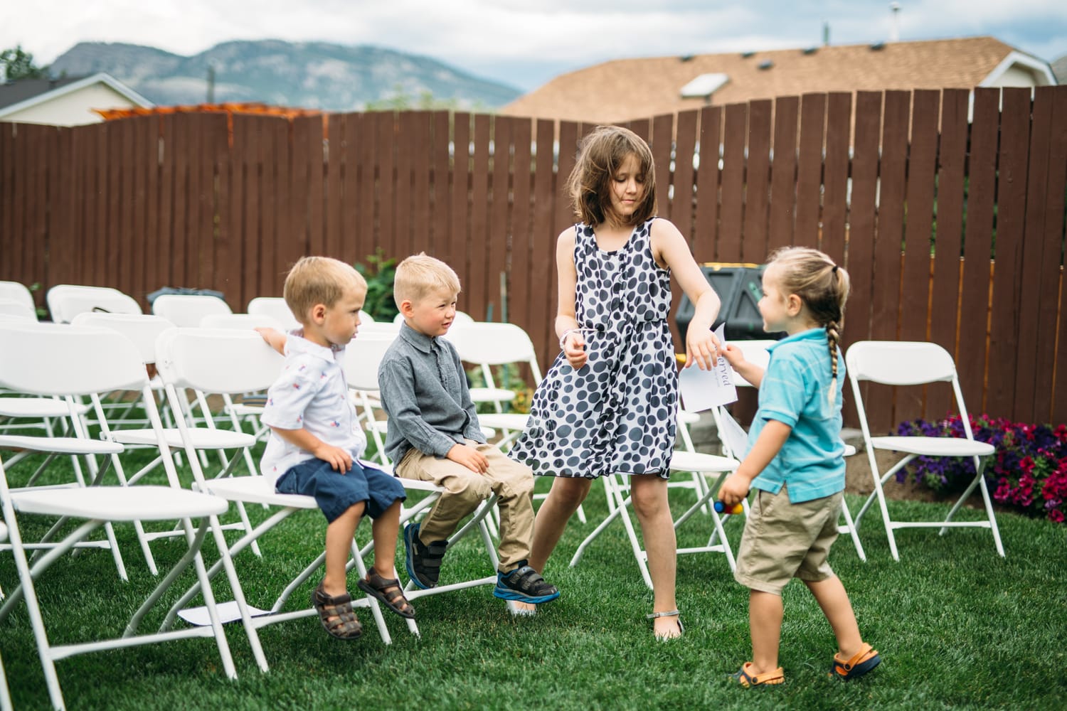 Hannah and Max weddings story frame 2: A private backyard wedding in Kamloops, with family closeness, friend energy, weather and detail moments that keep the day alive..