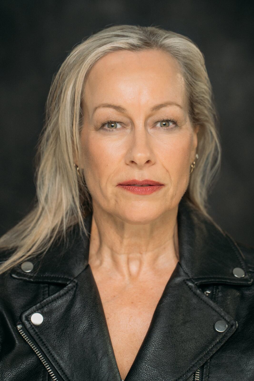 Shaye in a leather jacket for a polished character headshot
