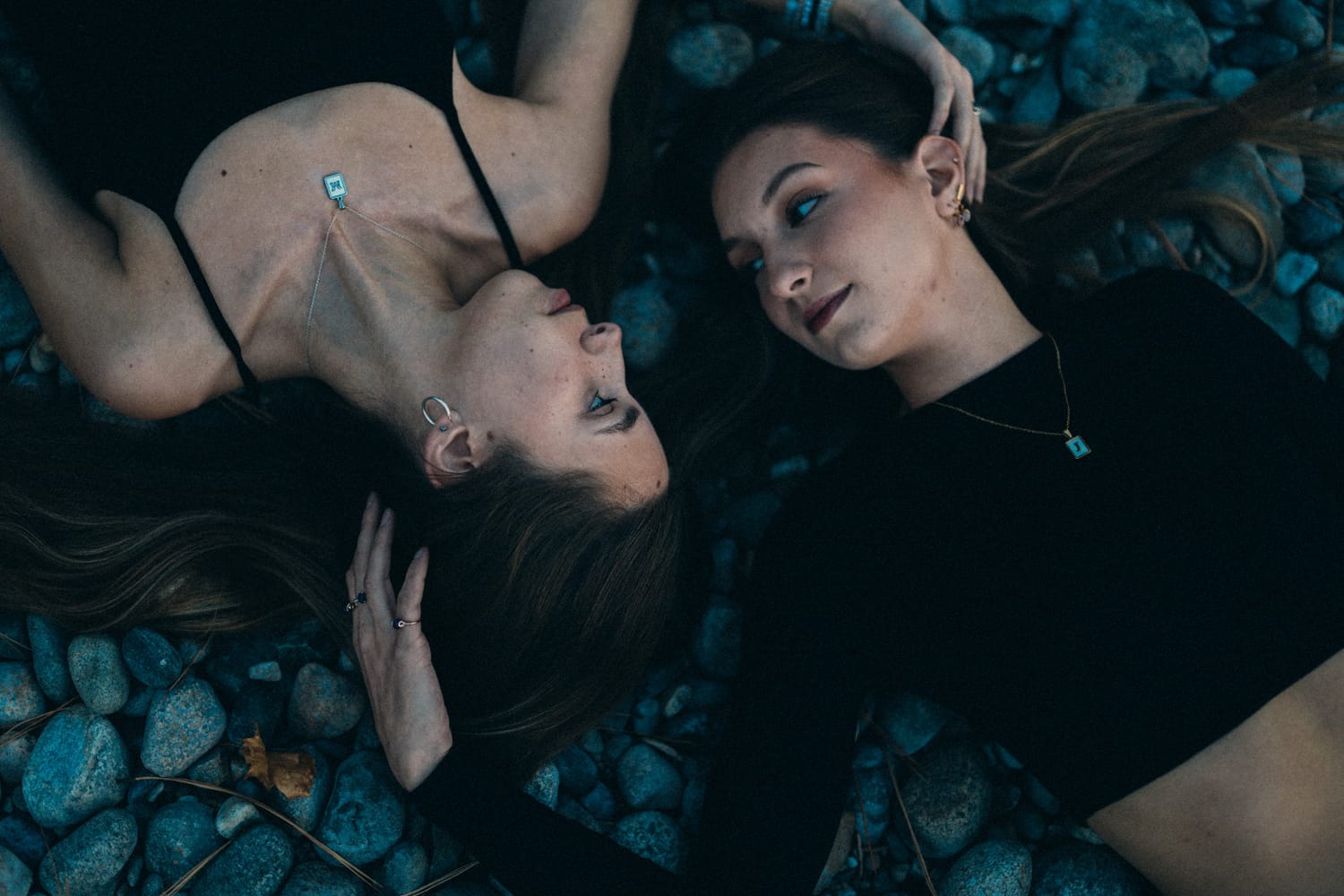 Jenna and Macie, From Eden portraits story frame 7: Jenna and Macie From Eden in a singer-songwriter portrait set with dark wardrobe, close expression, studio shape and music-publicity atmosphere.