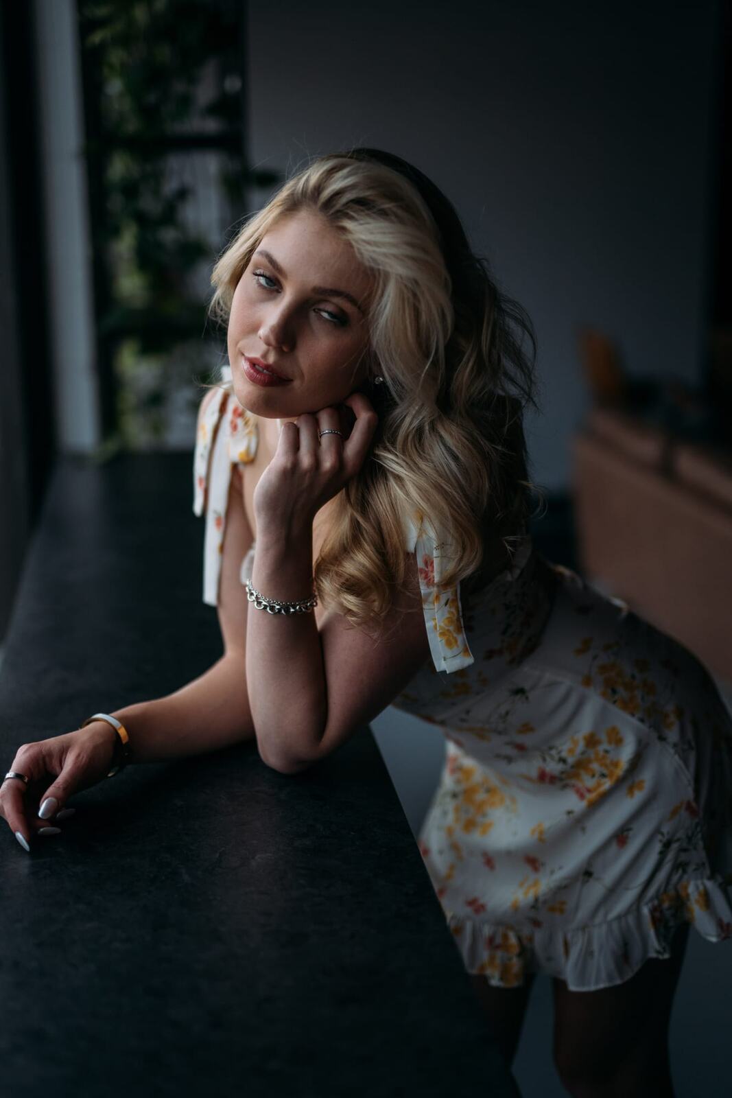 Kennedy Studio Set portraits story frame 10: Catsuit, gold dress, summer dress and polished studio setups with actor-friendly portrait range.