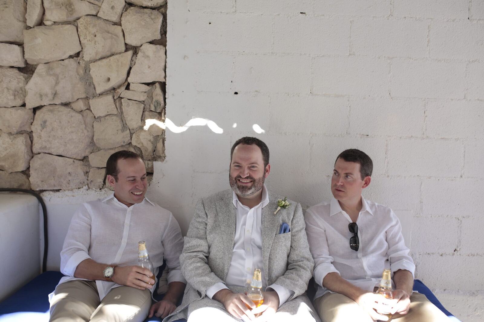 Ted sharing a relaxed moment with friends before the ceremony