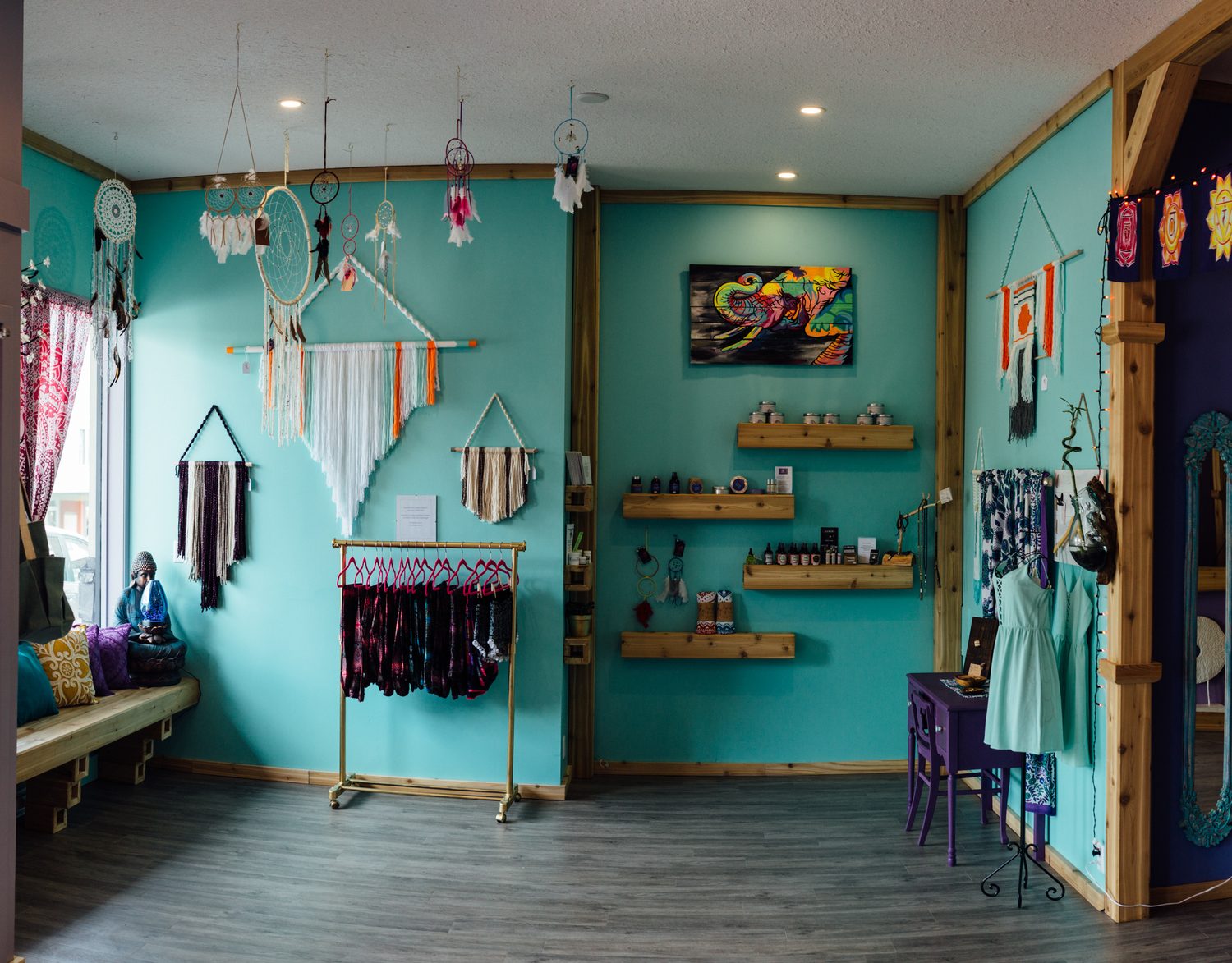 Lavender Lotus corporate story frame 3: Wellness brand photography for Lavender Lotus in Salmon Arm, BC, with interiors, product details, owner portraits, staff portraits and treatment-room atmosphere for a local wellness business..