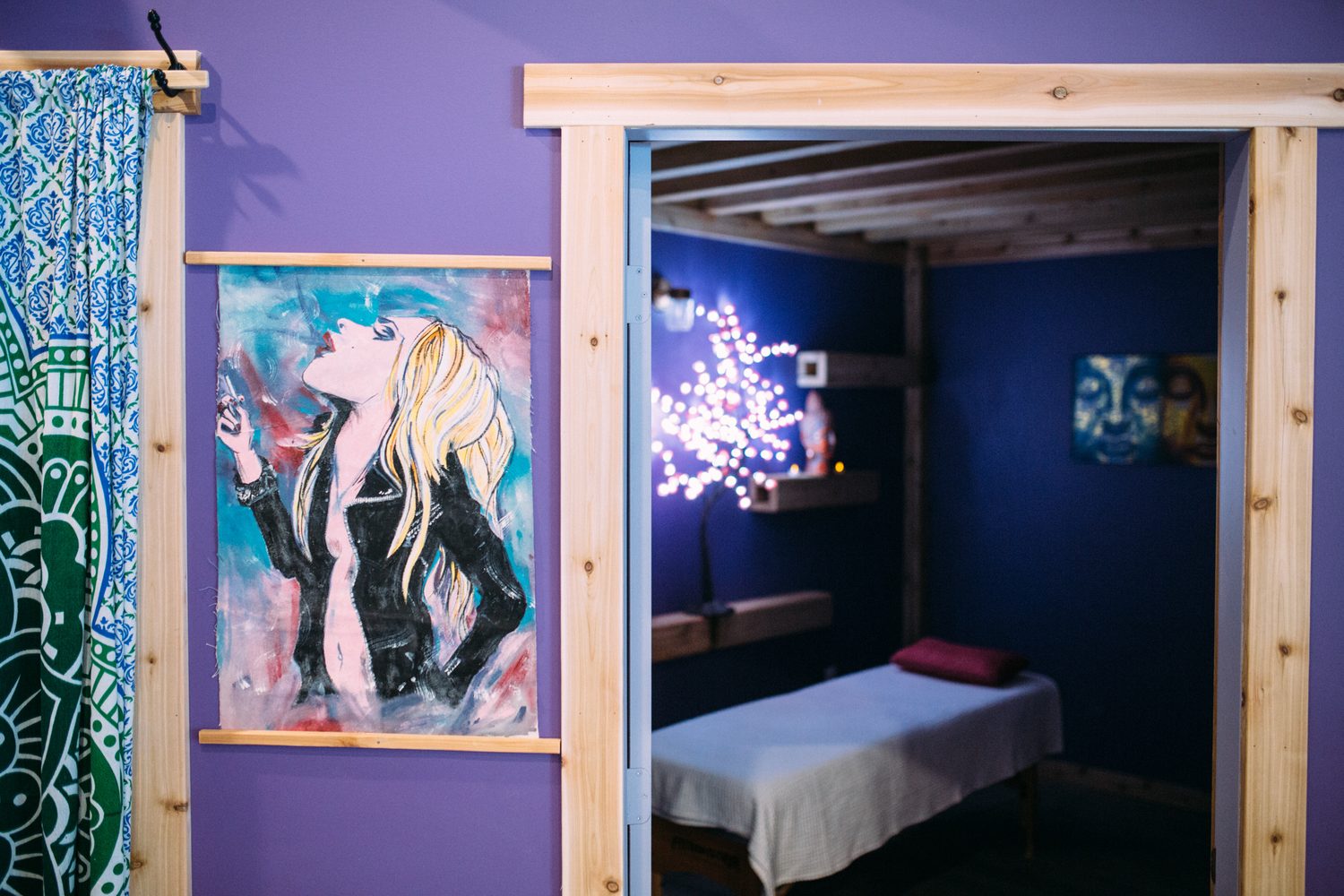Lavender Lotus corporate story frame 13: Wellness brand photography for Lavender Lotus in Salmon Arm, BC, with interiors, product details, owner portraits, staff portraits and treatment-room atmosphere for a local wellness business..
