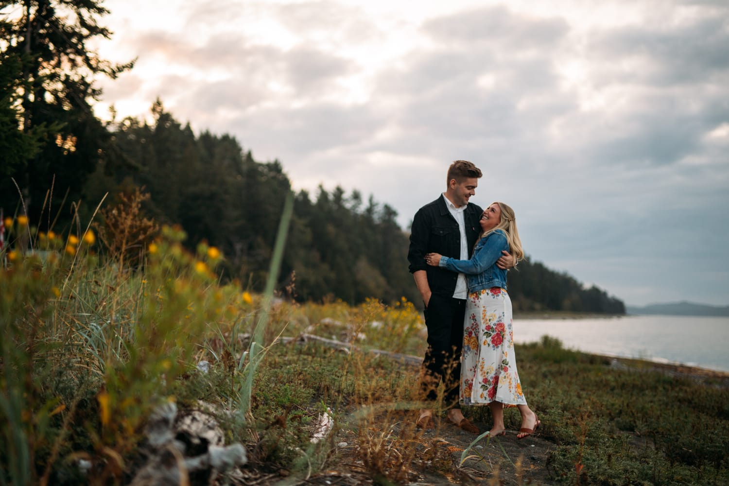 Mara and Casey weddings story frame 16: A Vancouver Island private-home wedding near Qualicum Beach, with Bowser prep, Friday gathering energy, custom vendors, kids, friends and cool Island air..