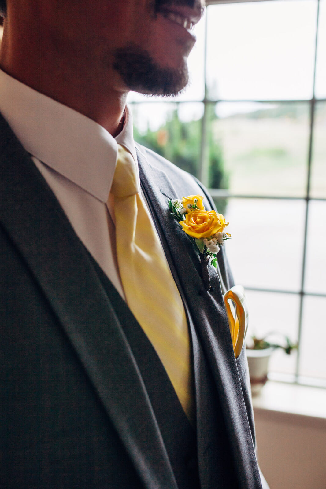 Groom portrait before Mel and Blaise's Blind Bay wedding ceremony