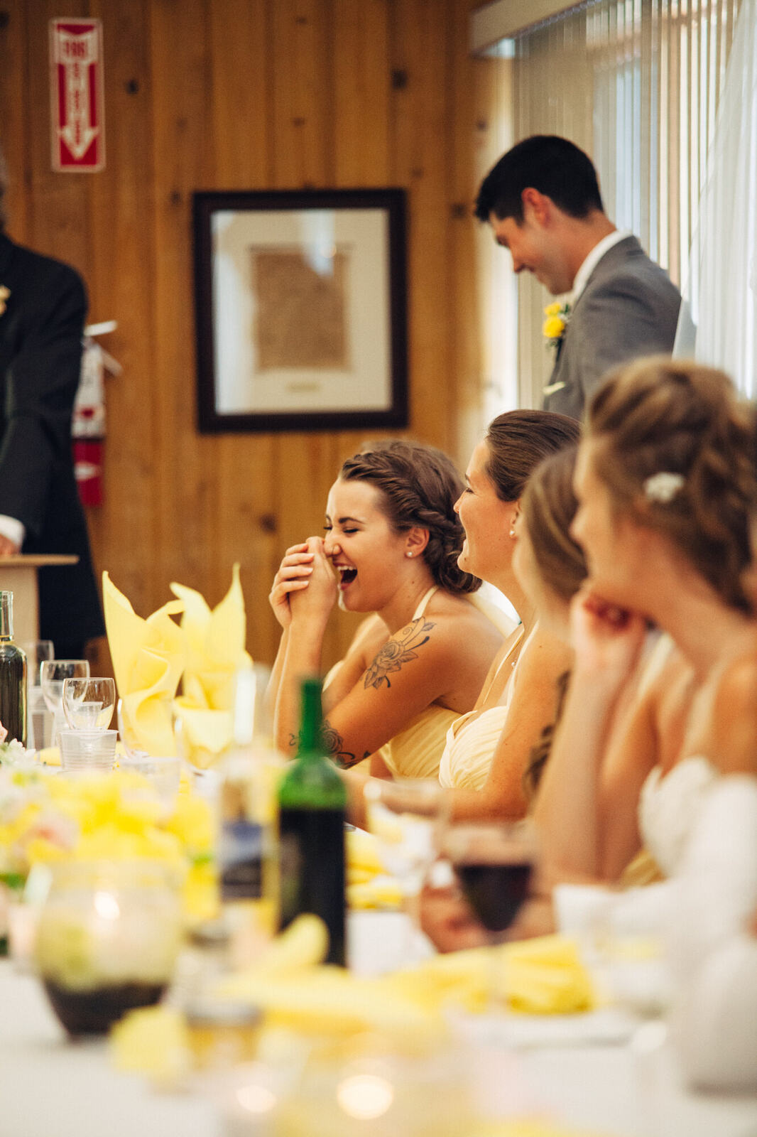 Guests listening to wedding speeches