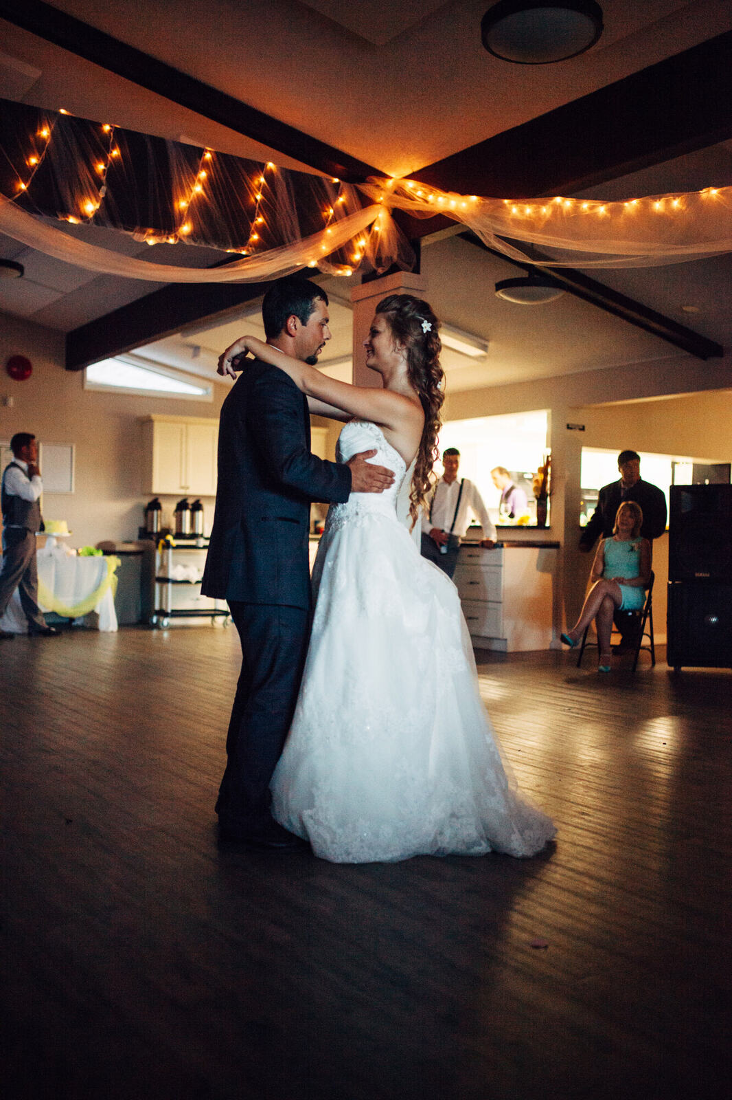 Guests watching Mel and Blaise's first dance