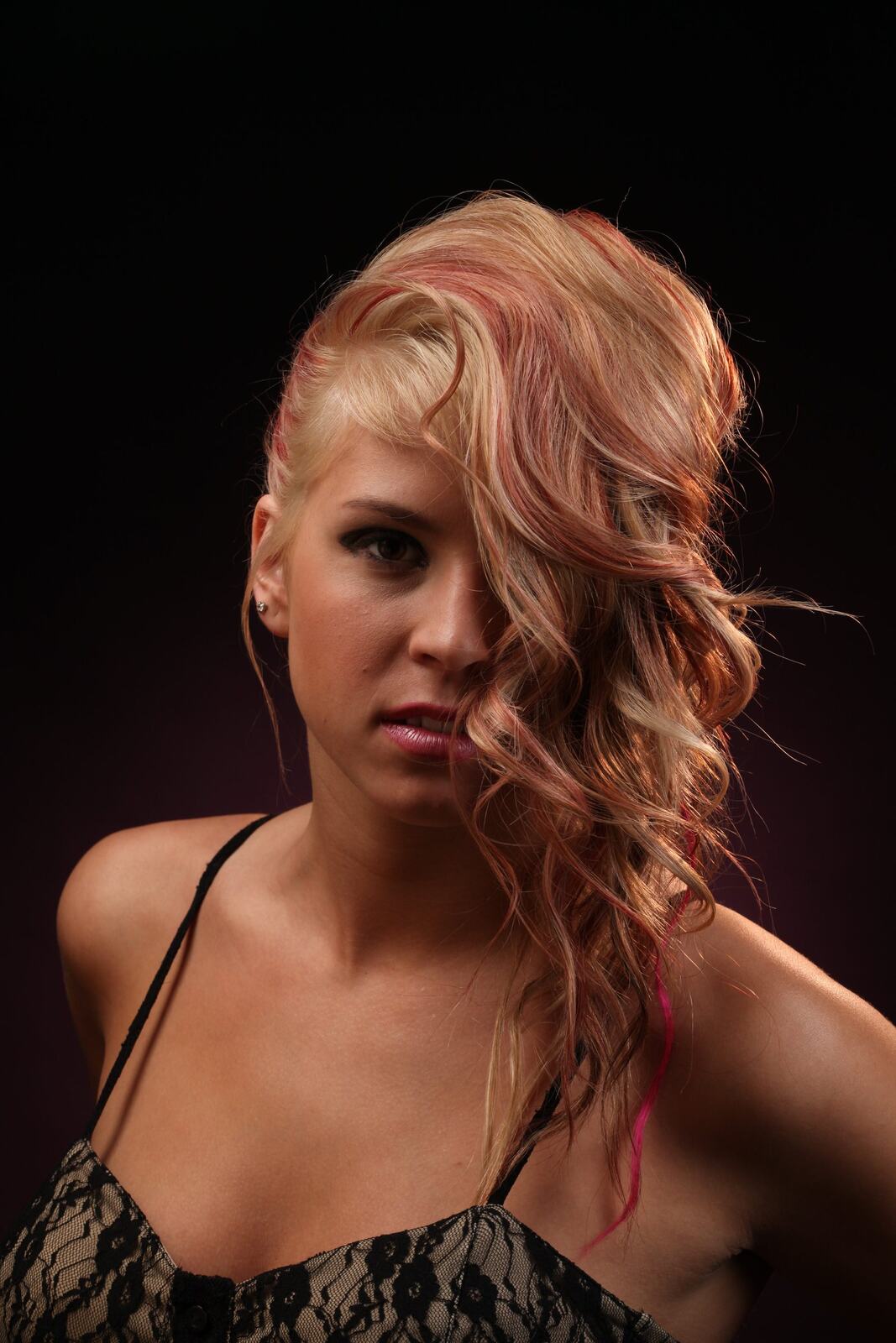Michaela studio headshot with curled hair, photograph 7
