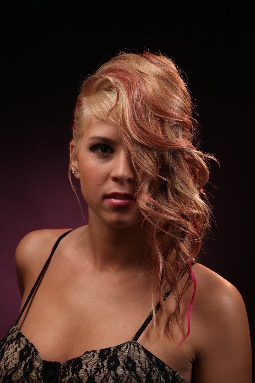 Michaela studio headshot with curled hair, photograph 8