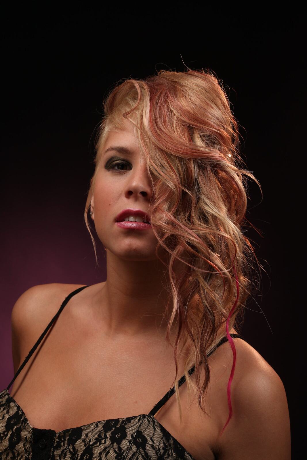 Michaela studio headshot with curled hair, photograph 11