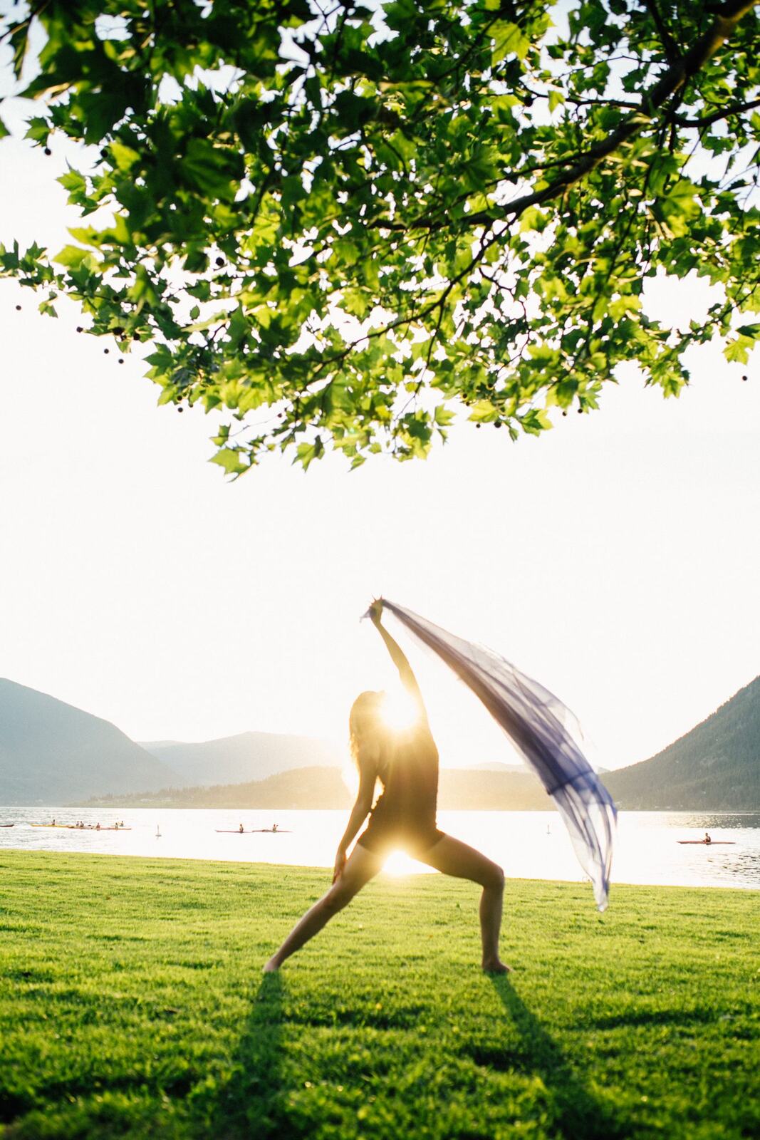 Shani Yoga corporate story frame 32: Wellness portraits for Shani with yoga movement, shoreline light and wooded settings, created for a personal brand with an active outdoor focus.