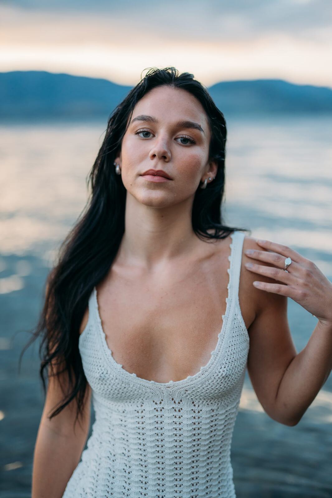 Shaylin at Bertram portraits story frame 14: A large Bertram session with water, green shade, outfit changes and Okanagan location detail that gives the story a clear place.