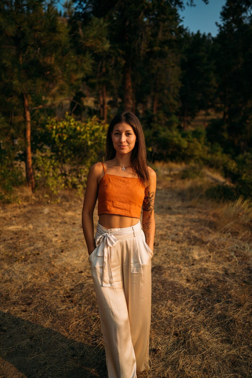 The Living Narrative, Sol corporate story frame 15: Personal-brand photography for The Living Narrative in Kelowna, with Sol in warm Okanagan light, lakeside portrait range and profile-ready images for creative business use..