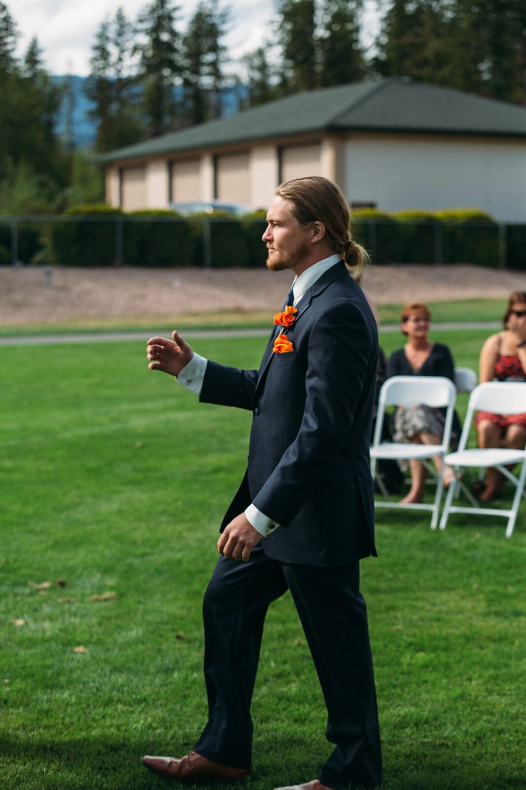Tia and Matt weddings story frame 19: A Mabel Lake Airpark wedding in the North Okanagan, with grass-runway scenery, mountain openness and a warm end-of-night invitation..